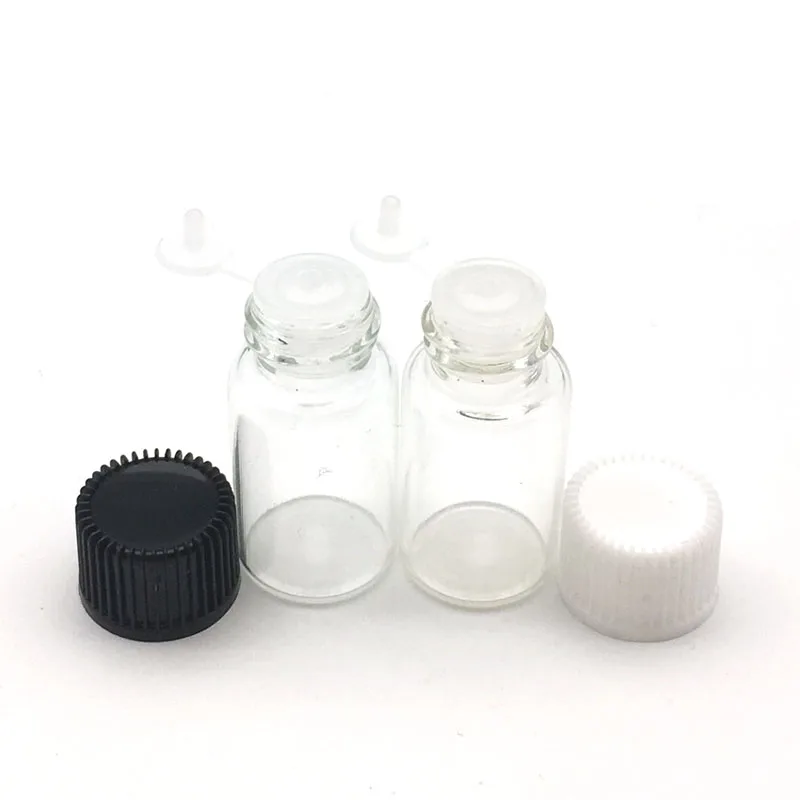 

5pcs Small Clear Glass Bottle With Pull Orifice Rducer Screw Cap Mini Empty Wishing 3ml Vials