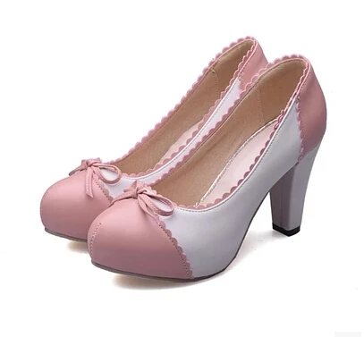 16 spring models sweet bow lace deep mouth thick with high heels with round trade size yards singles shoes
16 spring models sweet bow lace deep mouth thick with high heels with round trade size yards singles shoes