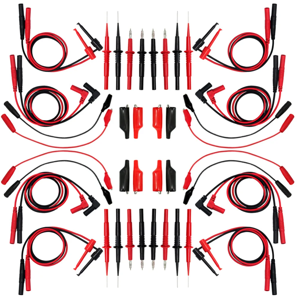 

AideTek needle tipped tip test leads set for multimeter Four alligator clips with removable insulator 4TLP20158