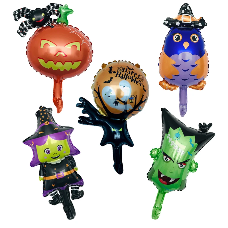 

50 ps 10 Styles Mini Black Cat Pumpkin Bat Skull Specter Halloween Eve Foil Balloons Decor Inflatable toys Balloon Party Supplie