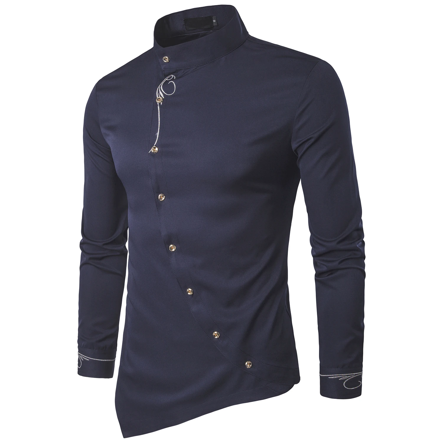 2019 Fashion Male Shirt Brand Personality Oblique Button Mandarin Collar Men Tuxedo Long Sleeve Shirts For Men Big Size 2XL
2019 Fashion Male Shirt Brand Personality Oblique Button Mandarin Collar Men Tuxedo Long Sleeve Shirts For Men Big Size 2XL