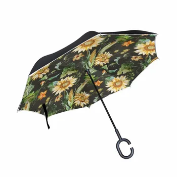 Oil Painting Sunflower Printed Reverse Umbrella Windproof Rainproof Women Umbrellas Three Folding Double Layer Inverted Umbrella
Oil Painting Sunflower Printed Reverse Umbrella Windproof Rainproof Women Umbrellas Three Folding Double Layer Inverted Umbrella