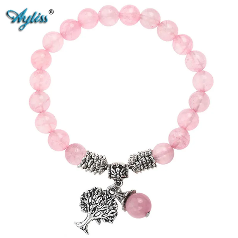 Ayliss 1pc Hot Lucky Gem Stone Bracelet Tree of life Charm Bangle Wristband Cuff Birthday Gift Pink Quartz Crystal 8-10mm Bead
Ayliss 1pc Hot Lucky Gem Stone Bracelet Tree of life Charm Bangle Wristband Cuff Birthday Gift Pink Quartz Crystal 8-10mm Bead