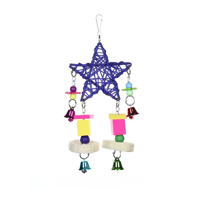 Mayitr Parrot Toys Pet Bird Bites Climb Chew Toy Hanging Cockatiel Parakeet Climb Chewing Cage With Bell Bird Toys Multi Styles