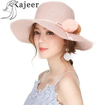 Kajeer Women Summer Cotton Straw Hats New Double Ball Pink Church Hat Women's Large Brim Foldable Holiday Sea Beach Hat UV rays 
Kajeer Women Summer Cotton Straw Hats New Double Ball Pink Church Hat Women's Large Brim Foldable Holiday Sea Beach Hat UV rays
