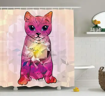 Cat Lover Decor Shower Curtain Geometrc Digital Color Artistic Robot Cat with Technologic Patterns Little Retro Art Bathroom
Cat Lover Decor Shower Curtain Geometrc Digital Color Artistic Robot Cat with Technologic Patterns Little Retro Art Bathroom