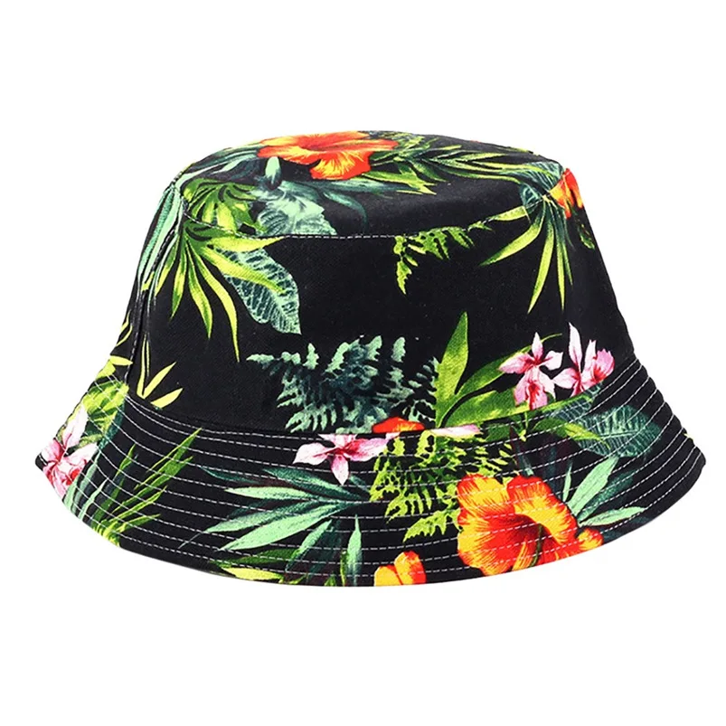  Men Women Bucket Hat Flower Print Cap 2018 Summer Hot Sale Flat Hat Fishing Boonie Bush Cap Outdoor Sunhat Wholesale #FM11 (1)