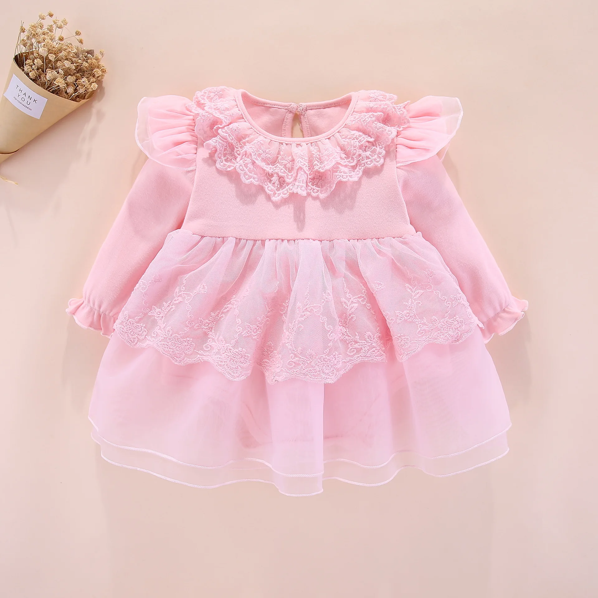 

new born baby girls infant dress clothes lace cotton girl party dress christening gown long sleeve baby girl dresses 3 6 months