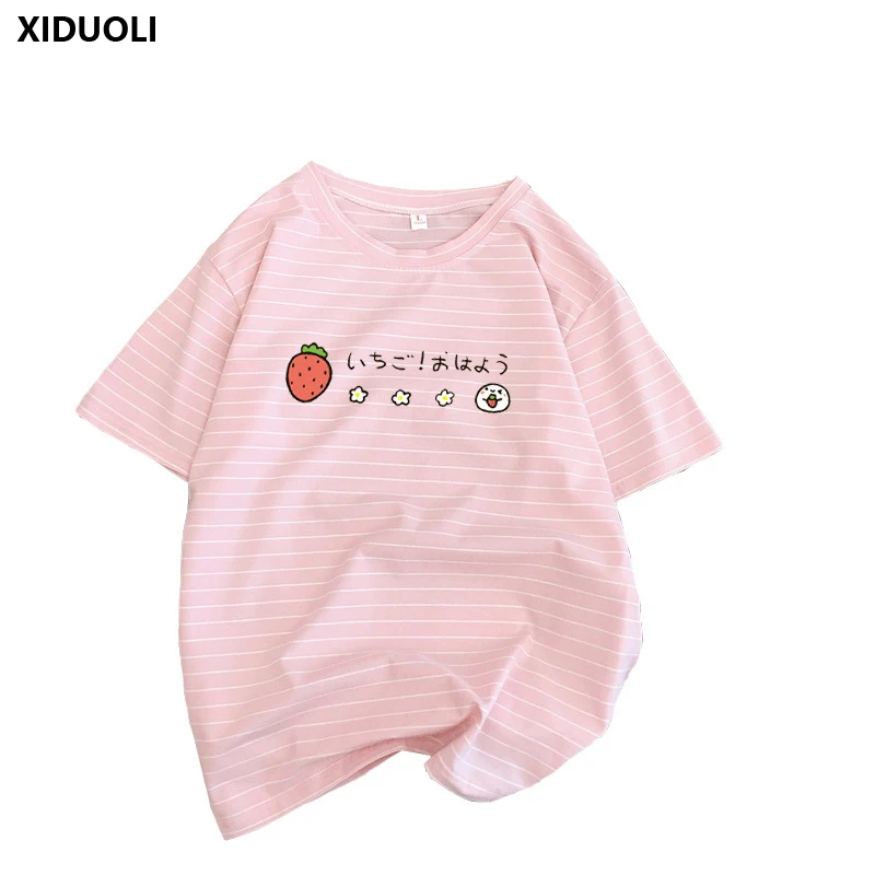 XIDUOLI 2019 Summer new Japanese soft girl girl sweet and lovely strawberry print short-sleeved printed cotton striped T-shirt
XIDUOLI 2019 Summer new Japanese soft girl girl sweet and lovely strawberry print short-sleeved printed cotton striped T-shirt