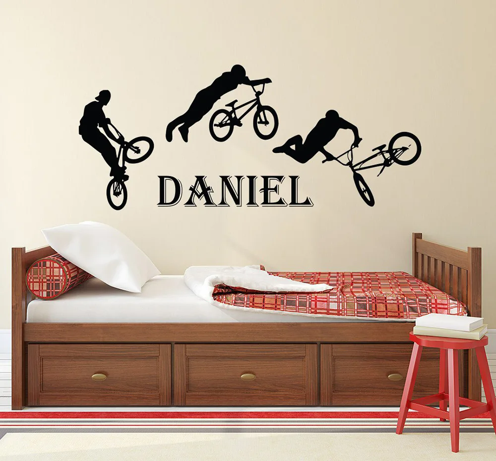 Teen Boys Name Decal BMX Freestyle Jumping Bike Vinyl Wall Sticker Custom Personalized Name Kids Teens Boys Room Decor DecalsA07
Teen Boys Name Decal BMX Freestyle Jumping Bike Vinyl Wall Sticker Custom Personalized Name Kids Teens Boys Room Decor DecalsA07