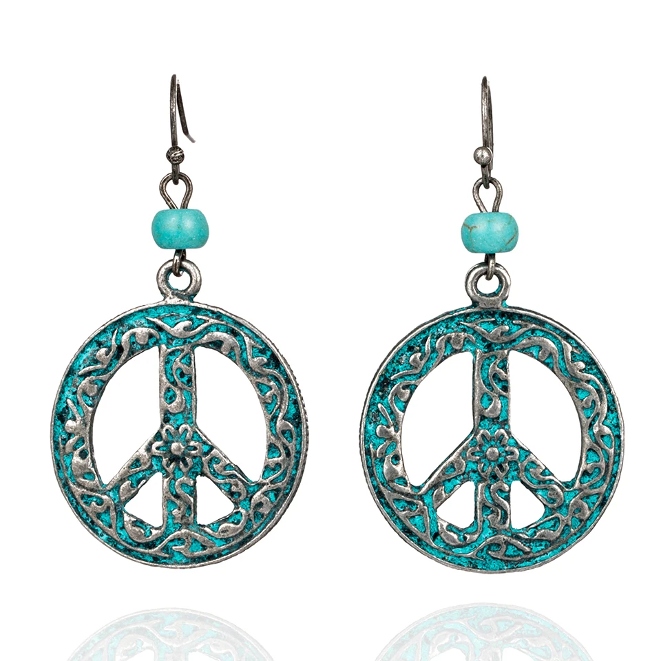 Punk Antique green Drop Women's earrings Charm Vintage Peace symbols Dangle Earring for women Peace person Fashion Jewellery
Punk Antique green Drop Women's earrings Charm Vintage Peace symbols Dangle Earring for women Peace person Fashion Jewellery