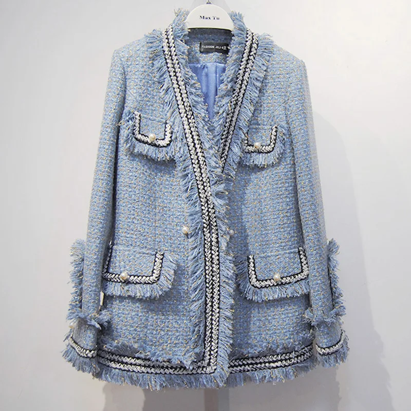 Fashion Designer Advanced Custom Tweed Coat Women Spun Gold purfle Pearl Thick Wool Jacket Long Hair Overcoat Autumn Winter New
Fashion Designer Advanced Custom Tweed Coat Women Spun Gold purfle Pearl Thick Wool Jacket Long Hair Overcoat Autumn Winter New