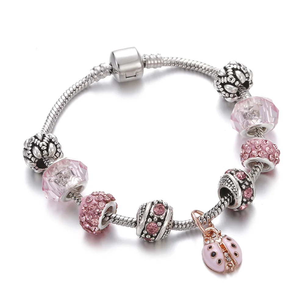 Original Bracelets Pink Crystal Beads Beetle Pendant Snake Chain Charms Women Bracelets Bangles Brand Femme Jewelry Gift pulsera
Original Bracelets Pink Crystal Beads Beetle Pendant Snake Chain Charms Women Bracelets Bangles Brand Femme Jewelry Gift pulsera