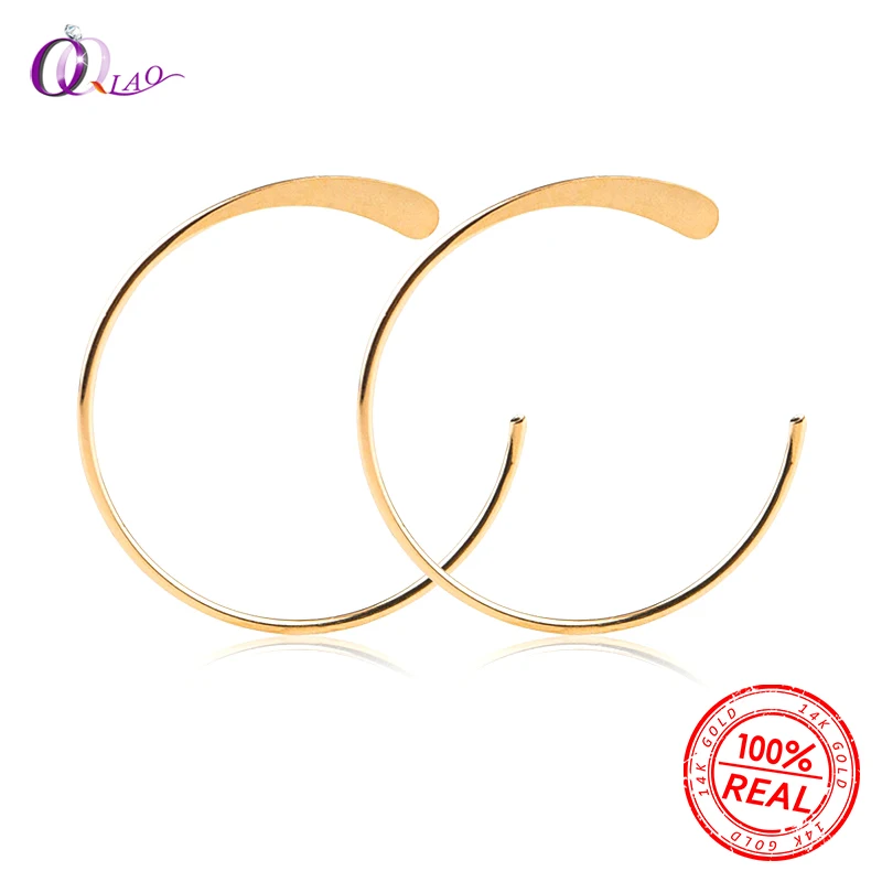 

A pair 18MM Fashion 14K gold filled Tail flat wire earring hooks earring ring for DIY earring jewelry findings Accessories