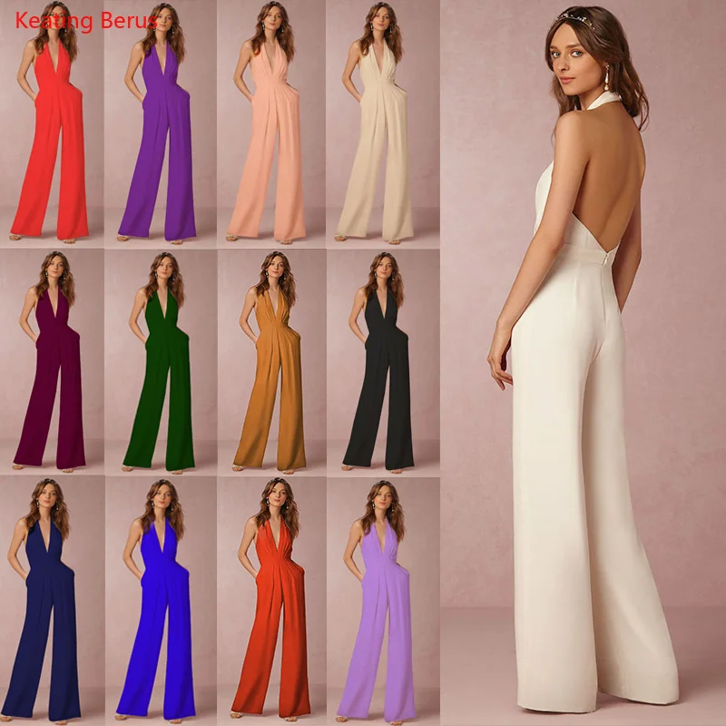 Keating Berus's Sexy New Women's Halter Top with A Deep V-neck, Skinny, Solid-color Jumpsuit
Keating Berus's Sexy New Women's Halter Top with A Deep V-neck, Skinny, Solid-color Jumpsuit