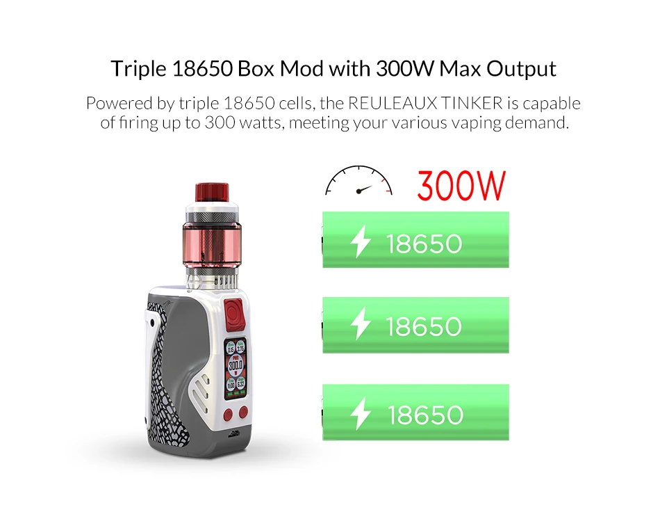 Original Wismec Reuleaux Tinker Kit 300W With COLUMN Tank 6.5ml WL01 Coil VW/TC-Ni/TC-Ti/TC-SS/TCR Electronic cigarette vape