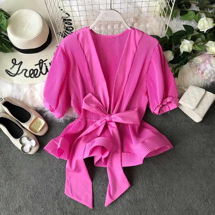 2019 Summer Women Peplum Tops Short Sleeve Lady Bow Tie Tops Women Short Sleeve Peplum Shirts
2019 Summer Women Peplum Tops Short Sleeve Lady Bow Tie Tops Women Short Sleeve Peplum Shirts