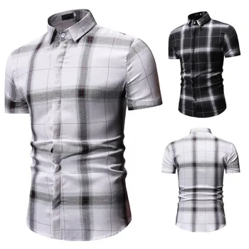 Men's shirt Men's Summer New Simple Fashion Chequered Short-Sleeved Shirt Leisure Blouse Top
Men's shirt Men's Summer New Simple Fashion Chequered Short-Sleeved Shirt Leisure Blouse Top