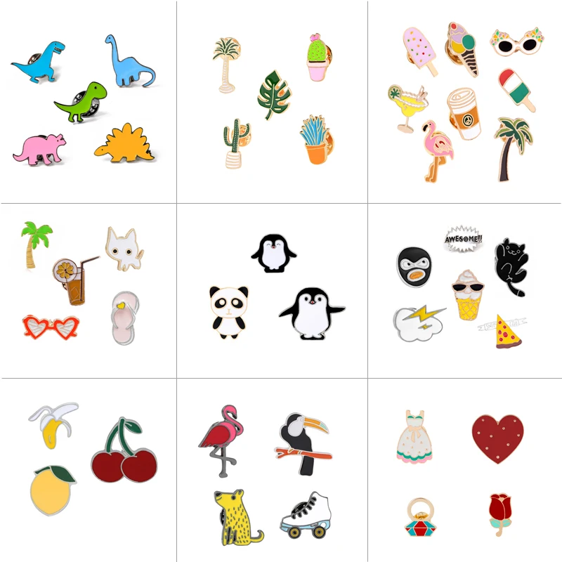 3~8 Pcs/set Cute Cherry Banana Enamel Brooch Pin Flamingo Dinosaur Plants Food Cats Cactus Juice Pins Badge Brooches For Women
3~8 Pcs/set Cute Cherry Banana Enamel Brooch Pin Flamingo Dinosaur Plants Food Cats Cactus Juice Pins Badge Brooches For Women