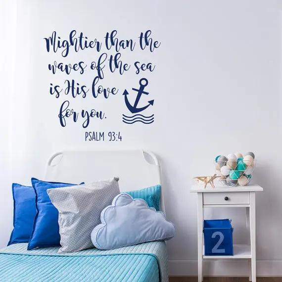 Special Bible Verse Wall Stickers Mightier Than the Waves of the Sea Is His Love For You Art Cute Nautical Nursery Decor W-288
Special Bible Verse Wall Stickers Mightier Than the Waves of the Sea Is His Love For You Art Cute Nautical Nursery Decor W-288