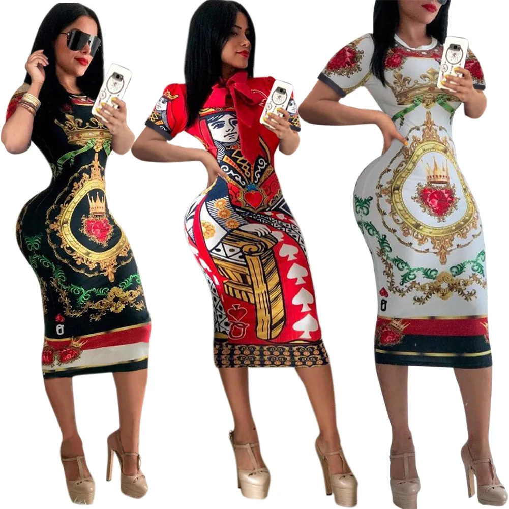 European and American women's poker face dress Multicolor (short sleeve) summer dress
European and American women's poker face dress Multicolor (short sleeve) summer dress
