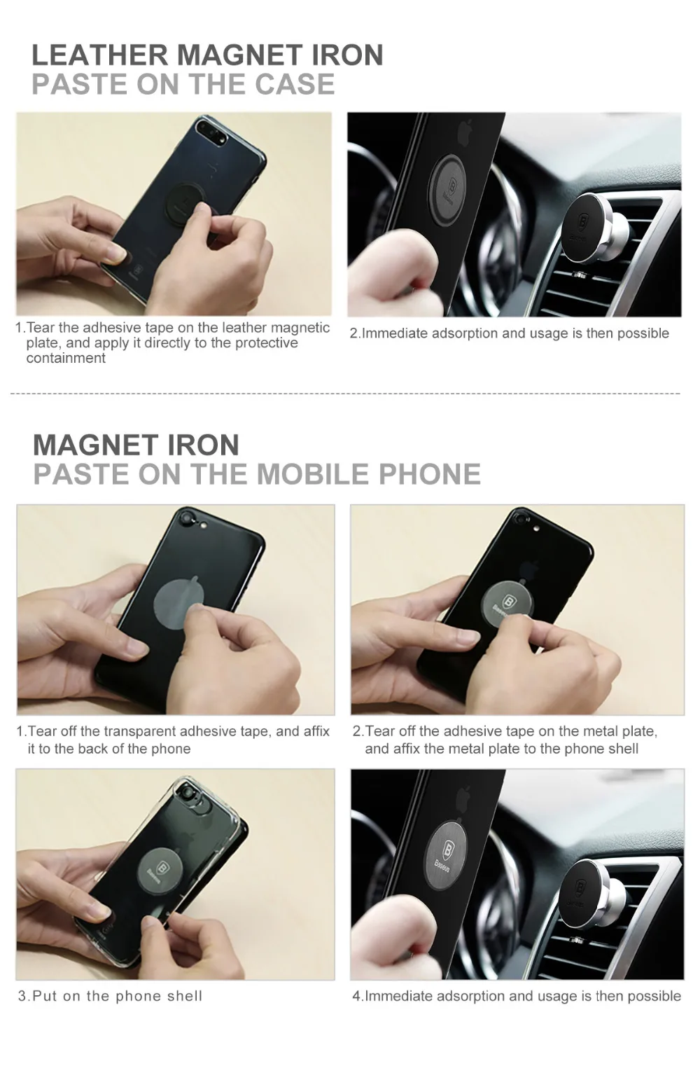 Baseus Magnetic Disk For Car Phone Holder Magnet Metal Plate