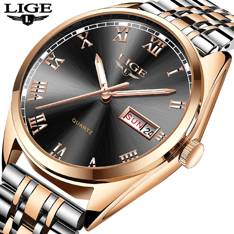 Фото LIGE мужские часы Топ люксовый бренд спортивные повседневные полностью Стальные