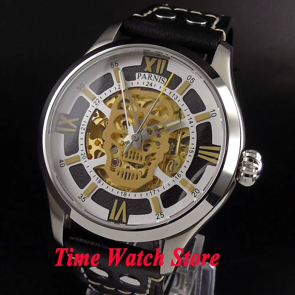 Parnis 45mm skeleton dial Dual time zone sapphire glass 10 ATM Gold MIYOTA Automatic movement Men's watch 525
Parnis 45mm skeleton dial Dual time zone sapphire glass 10 ATM Gold MIYOTA Automatic movement Men's watch 525