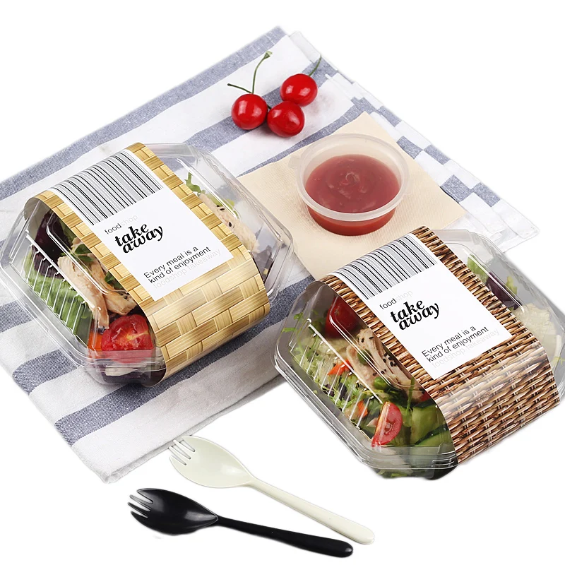 Disposable Plastic Salad Box Food Grade PET Take-out Packing Tool Fruits Snack Tray With Lid Food Container Take Away Box 50set
Disposable Plastic Salad Box Food Grade PET Take-out Packing Tool Fruits Snack Tray With Lid Food Container Take Away Box 50set