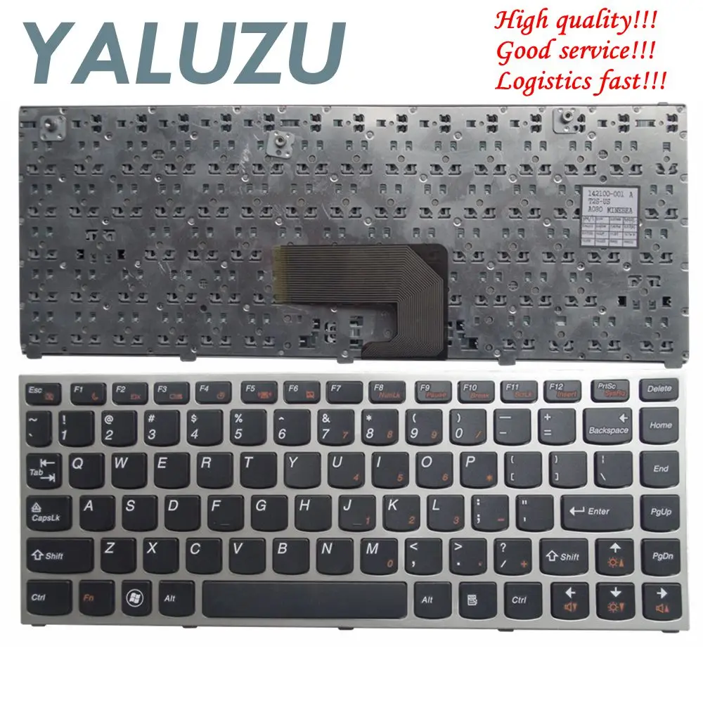 

YALUZU English US laptop Keyboard for Lenovo IdeaPad U460 U460A U460S Black US Keyboard Silver Frame