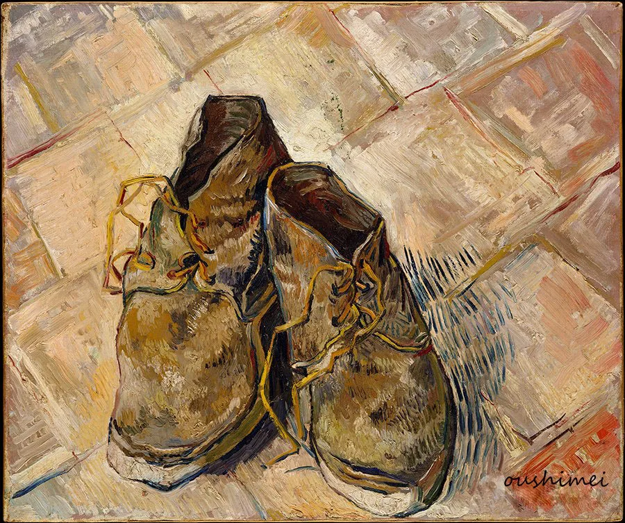 

Hand-painted Still Life Oil Painting on Canvas Handmade Wall Artwork Paintings a Pair of Old Shoes Kids Gift for Home Decortion