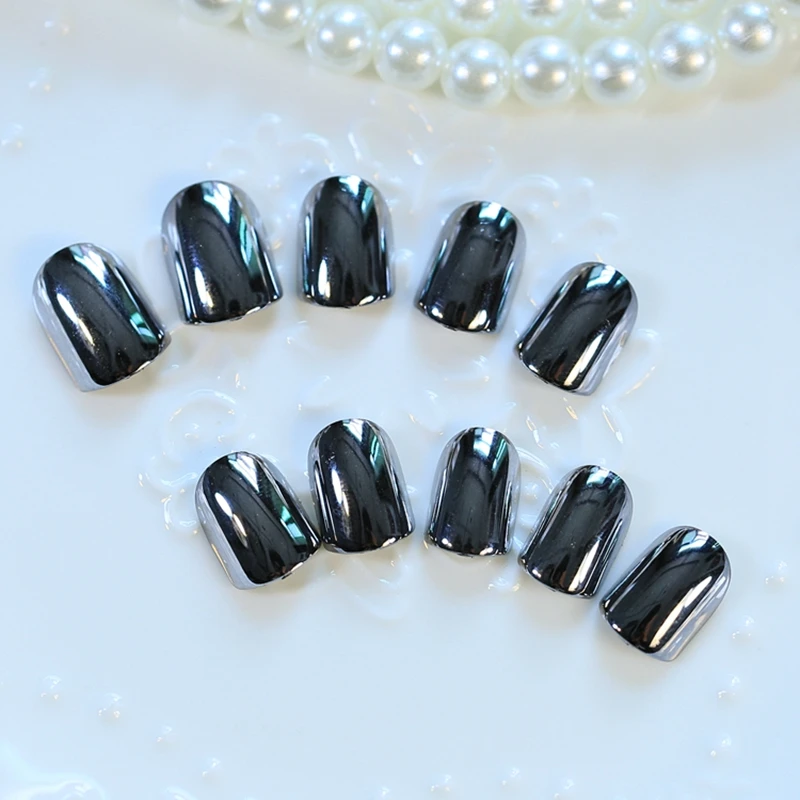 Short Square Metallic Acrylic Nails Dark Gun Grey Mirror False Nails 24pcs kit with Double Side Glue Sticker in OPP bag Z197
Short Square Metallic Acrylic Nails Dark Gun Grey Mirror False Nails 24pcs kit with Double Side Glue Sticker in OPP bag Z197