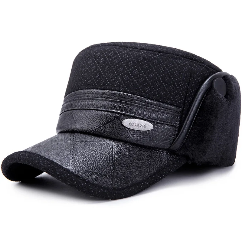 2019 PU Military Hats For Men Casual Vintage Flat Top Winter Cap Dad Hat Black Hats Thicker Snow Cap Wholesale
2019 PU Military Hats For Men Casual Vintage Flat Top Winter Cap Dad Hat Black Hats Thicker Snow Cap Wholesale
