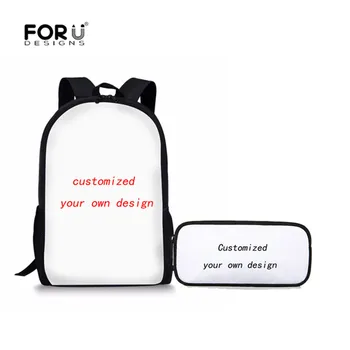FORUDESIGNS 2 Pcs/set Large Capacity School Bags for Teenager Custom Your Picture Printing Schoolbag Girls Pencil Case Satchel