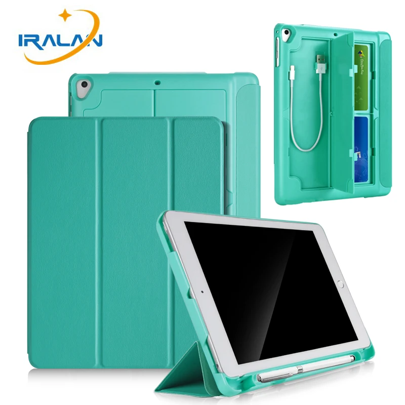 Case For Apple ipad 9.7 2017 2018 With Pencil Holder Cover iPad Air 1 2 USB Card Tablet Shell Leather Flip Stand Cover+Film | Компьютеры и