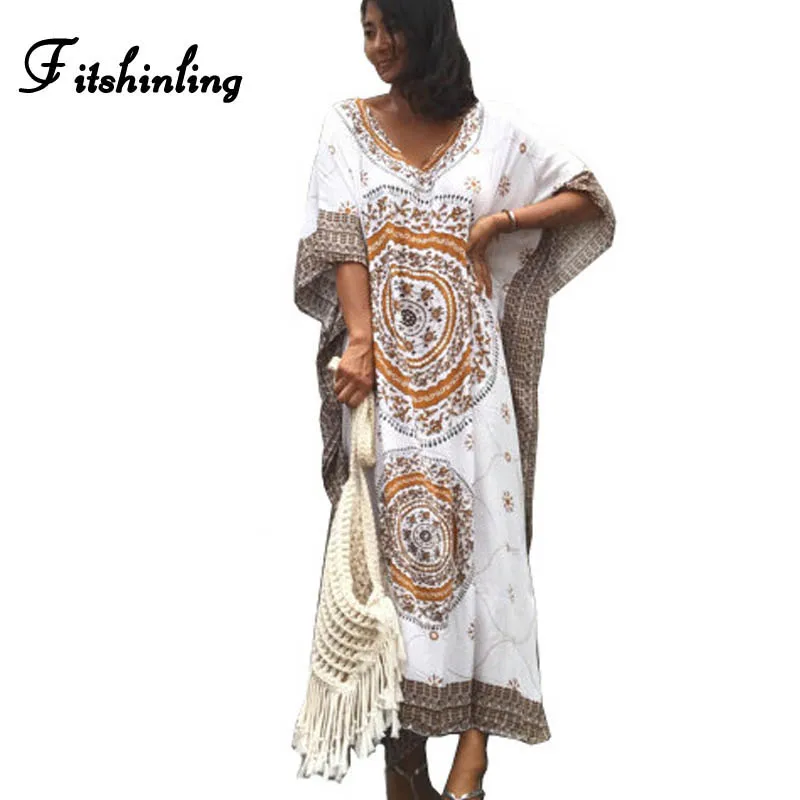 Fitshinling Ethnic tribal print big size long dress beach swimwear 2018 cloak sleeve loose oversized summer maxi dresses women
Fitshinling Ethnic tribal print big size long dress beach swimwear 2018 cloak sleeve loose oversized summer maxi dresses women