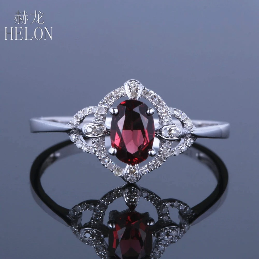 HELON Solid 14K (585) White Gold Flawless Oval 4x6mm Garnet Pave Real Natural Diamonds Gemstone Wedding Trendy Fine Jewelry Ring
HELON Solid 14K (585) White Gold Flawless Oval 4x6mm Garnet Pave Real Natural Diamonds Gemstone Wedding Trendy Fine Jewelry Ring