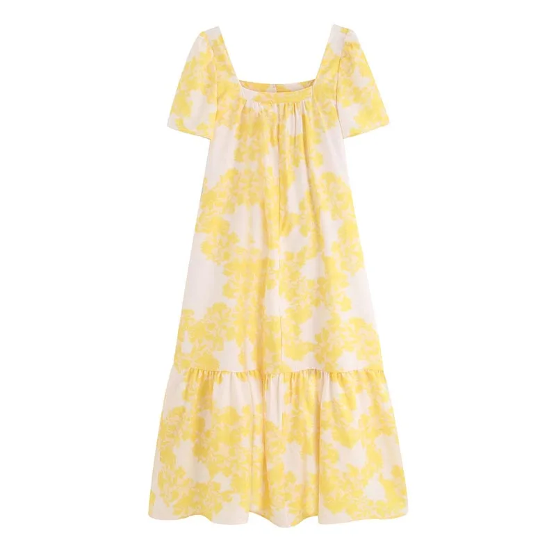 QZ973 Summer Fashion Square Neck Yellow Color Print Loose Design Midi Dress Women Chic Holiday Vestidos
QZ973 Summer Fashion Square Neck Yellow Color Print Loose Design Midi Dress Women Chic Holiday Vestidos