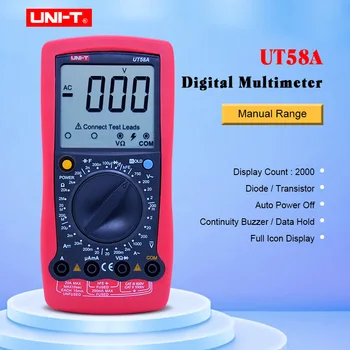 UNI-T Digital Multimeter UT58A AC DC Voltmeter with Large LCD Screen Data Hold Buzzer tester Multimetro
UNI-T Digital Multimeter UT58A AC DC Voltmeter with Large LCD Screen Data Hold Buzzer tester Multimetro