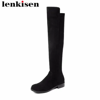 Lenkisen novelty design round toe solid low heels large size slip on flock streetwear concise style women knee high boots L09
Lenkisen novelty design round toe solid low heels large size slip on flock streetwear concise style women knee high boots L09