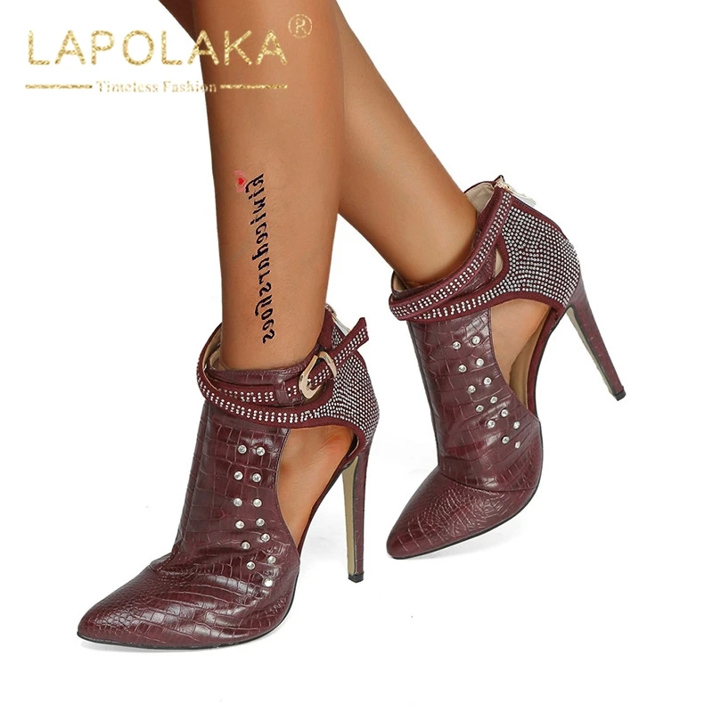 Lapolaka Hot Sale Plus Size 34-47 Pointed Toe Party Pumps Woman Shoes High Heels Buckle Strap Shoes Woman Pumps