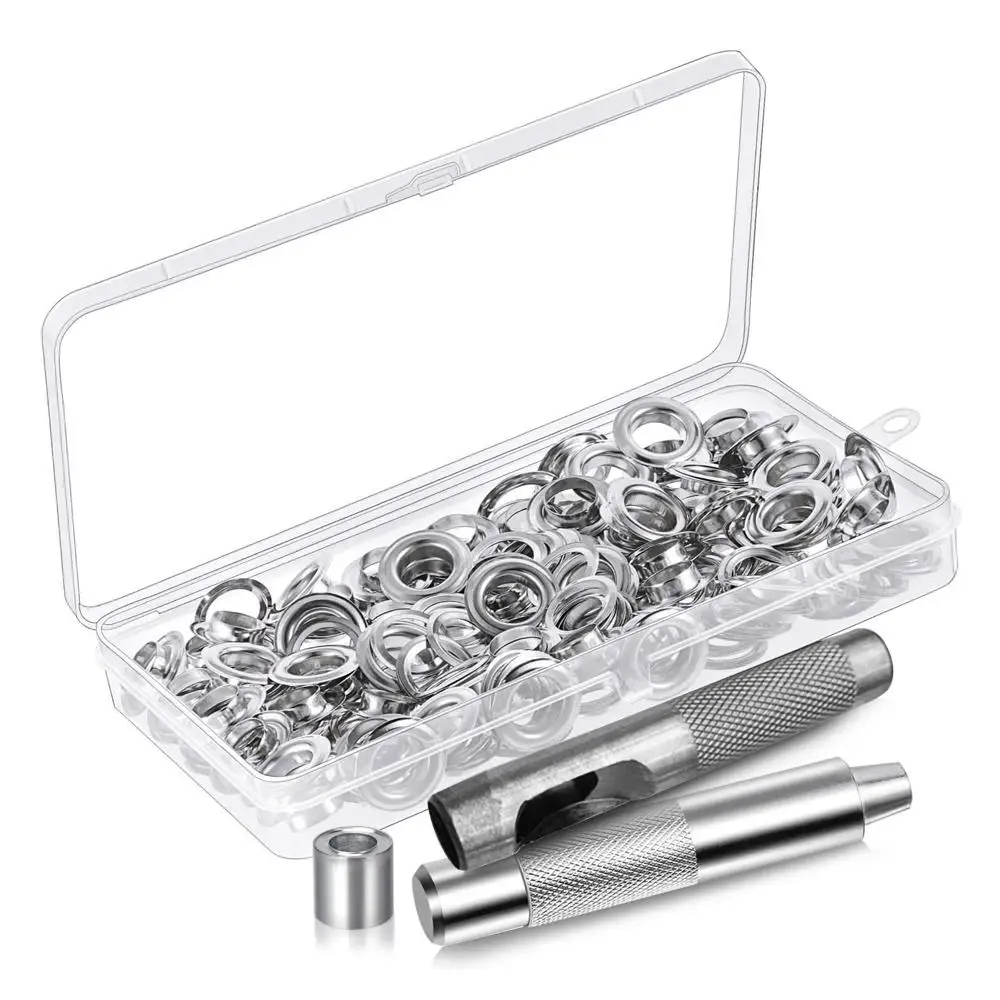 New 100pcs Eyelets Grommets Punch Tools Set Gasket Button Leather Craft Belt Clothes Garment Bag Shoes DIY Eyelets Kit
New 100pcs Eyelets Grommets Punch Tools Set Gasket Button Leather Craft Belt Clothes Garment Bag Shoes DIY Eyelets Kit