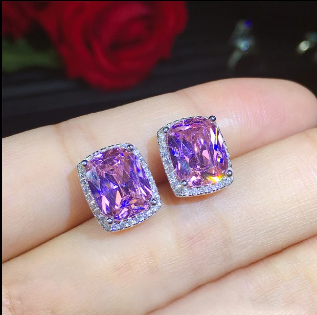 Female Luxury Pink Geometric Zircon Stud Earrings Vintage 925 Sterling Silver Filled Jewelry Double Earrings For Women
Female Luxury Pink Geometric Zircon Stud Earrings Vintage 925 Sterling Silver Filled Jewelry Double Earrings For Women