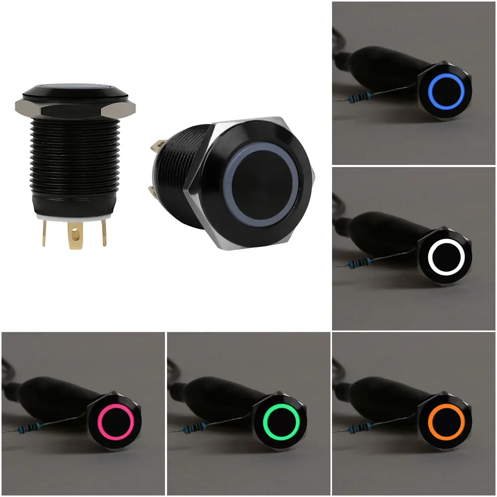 1PC Waterproof New Black DC12v 4 Pin 12mm Led Light Metal Push Button Momentary Switch
1PC Waterproof New Black DC12v 4 Pin 12mm Led Light Metal Push Button Momentary Switch
