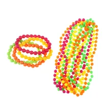 4 Pçs/set Mulher Partido Bachelorette Party Decoração Suprimentos Neon Bead Pulseiras Colar 70's & 80's(China)