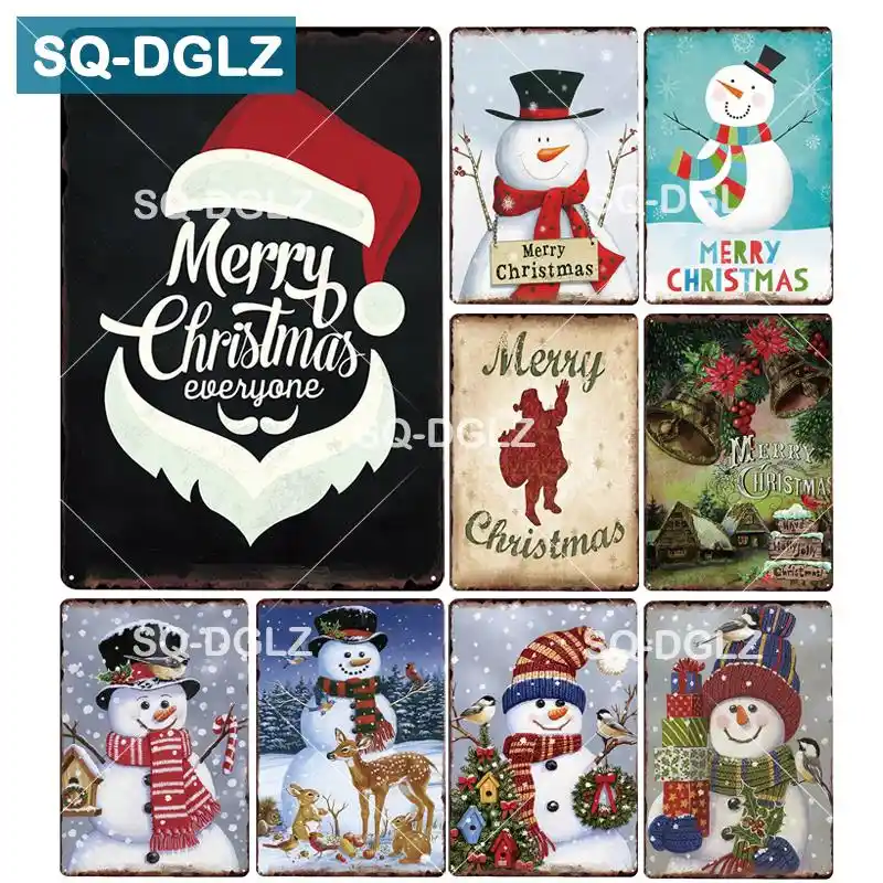 [sq-dglz] christmas gift plaque metal vintage decor for home