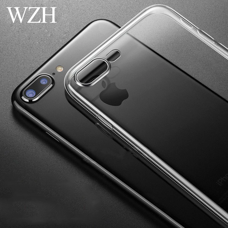 WZH Ультратонкий Мягкий Прозрачный чехол из ТПУ для iPhone 6 7 8 Plus прозрачный