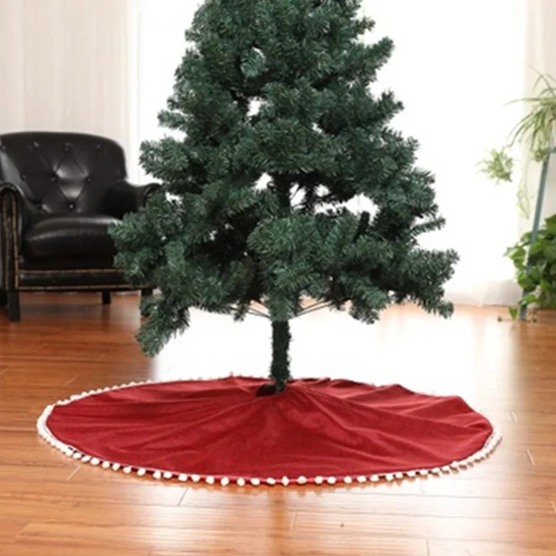 Whtie Pom Balls Christmas Tree Skirt Linen Cloth Nylon Clasp Closure Xmas Tree Apron Holiday Party Decorations
Whtie Pom Balls Christmas Tree Skirt Linen Cloth Nylon Clasp Closure Xmas Tree Apron Holiday Party Decorations