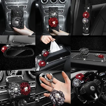 Flower Car Steering Wheel Cover Car Neck Waist Pillow Universal Car Styling Headrest Cushion Pearl Rose Tissue Box Women
Flower Car Steering Wheel Cover Car Neck Waist Pillow Universal Car Styling Headrest Cushion Pearl Rose Tissue Box Women