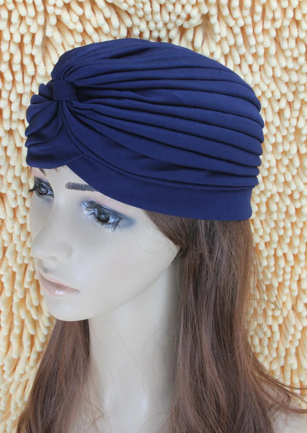 2016 New Fashion Women Turban Hat Bohemia 21 Solid Color Fold Beanies Female Simple Autumn Bonnet Indian Turban Hats For Women (2)